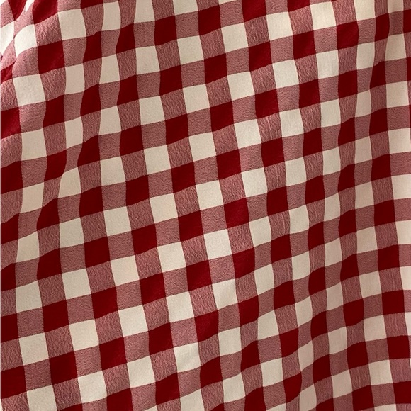 Miou Muse Red Gingham Off-the-Shoulder, Ruffled Sleeved Top - Picture 4 of 6